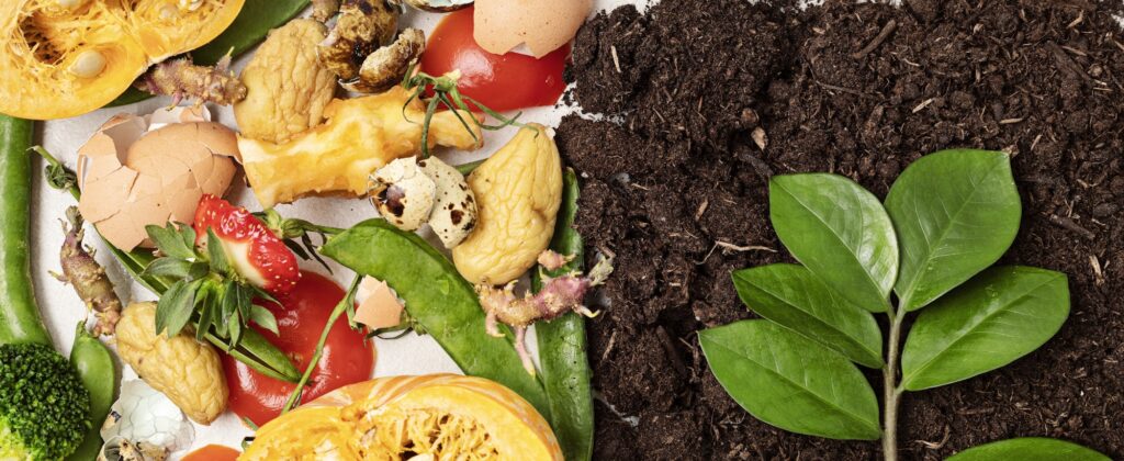 Food leftovers for compost and composted soil