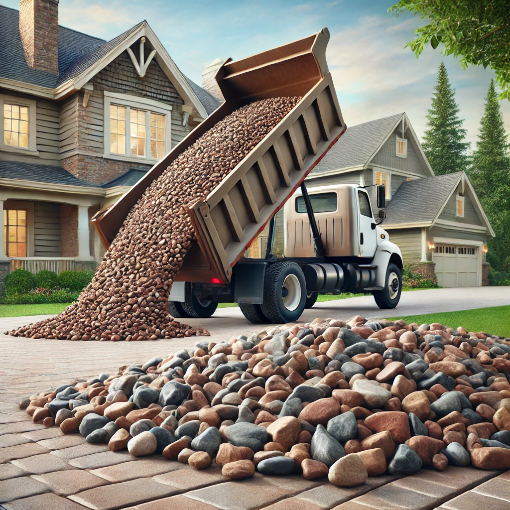 Dump Truck Unloading Decorative Landscape rovk