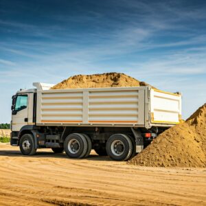 truck loaded with landscaping material